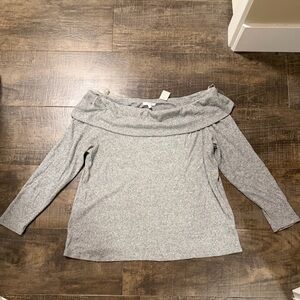 Gray Off-Shoulder Sweater